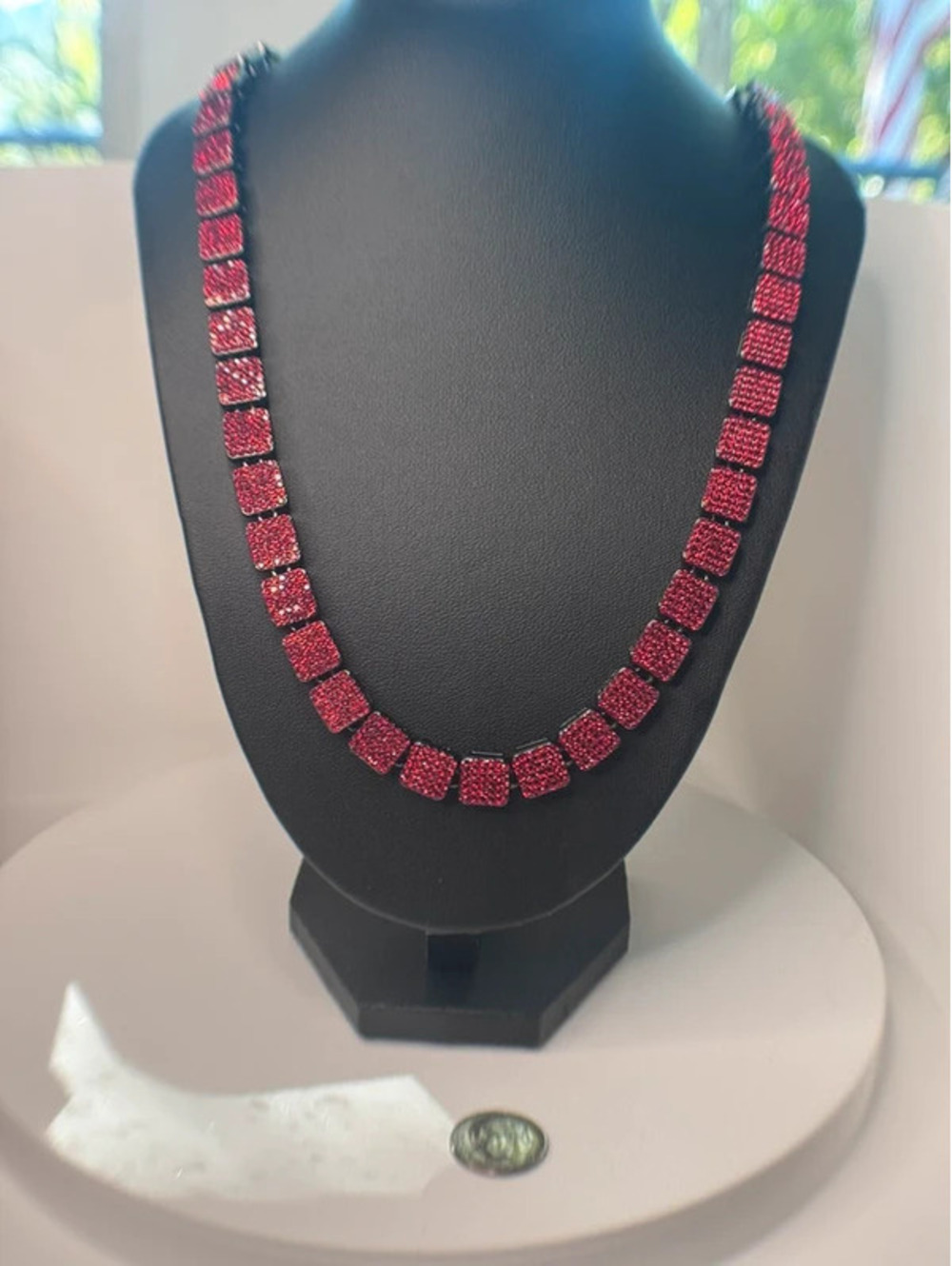 22” AJ high quality heavy chain, red cz